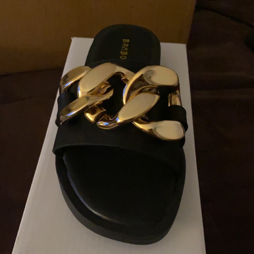 Black/Gold Bamboo Sandals W(7)